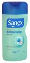 Box of Sanex moisturing shower gel travel sized bottles